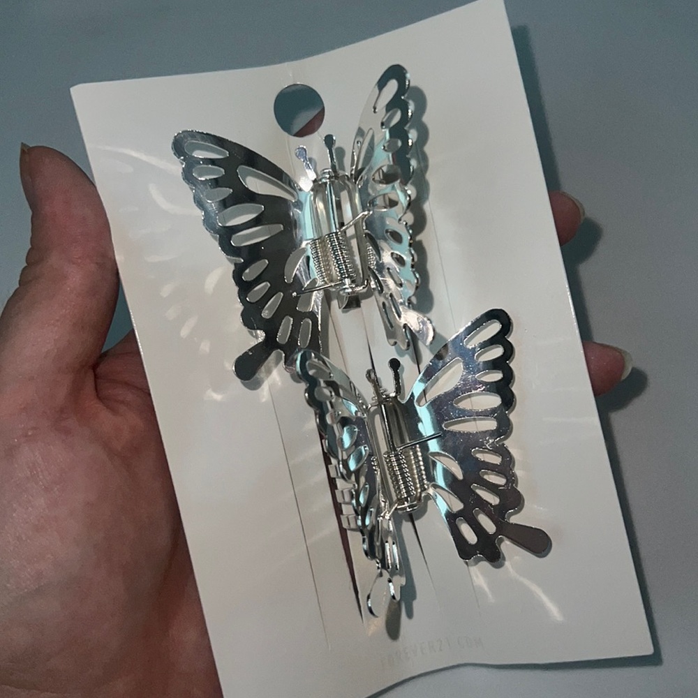 Silver Butterfly Clips (large)